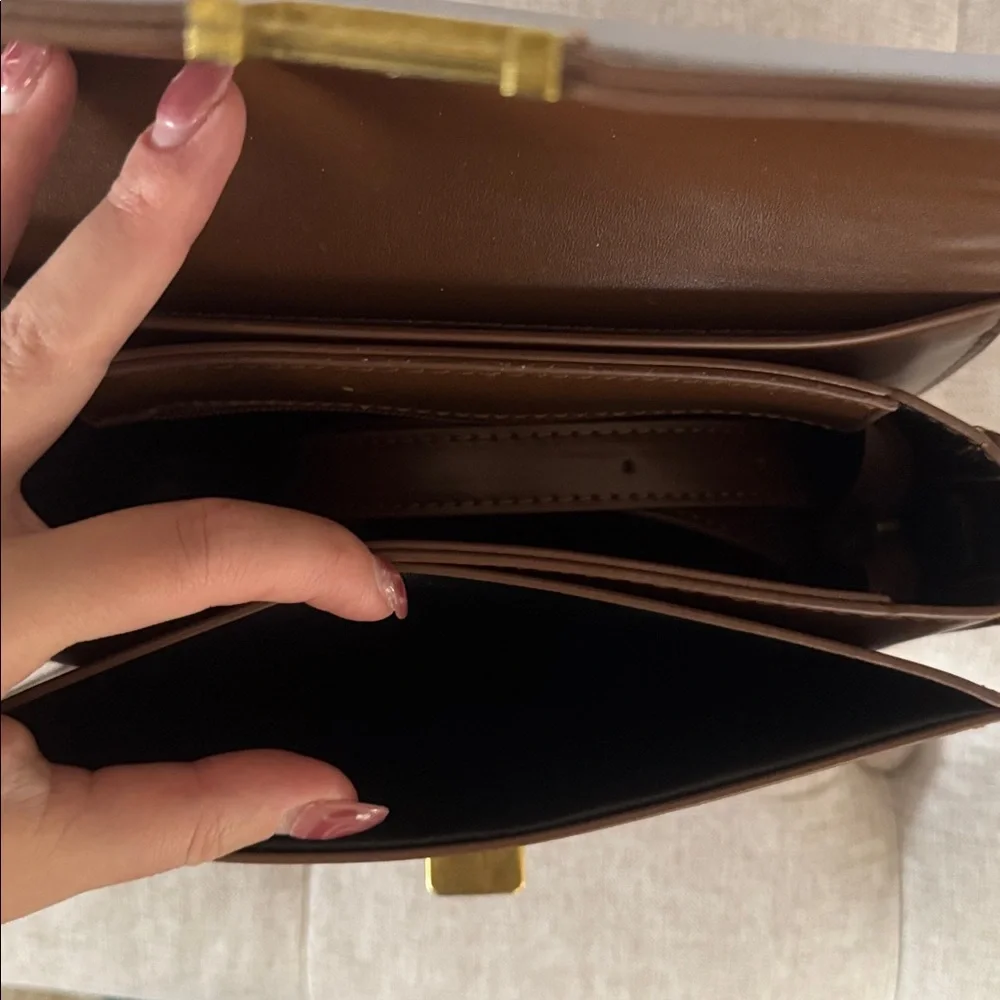 Free People Brown Leather Shoulder Bag with Gold Hardware - Picture 6 of 9